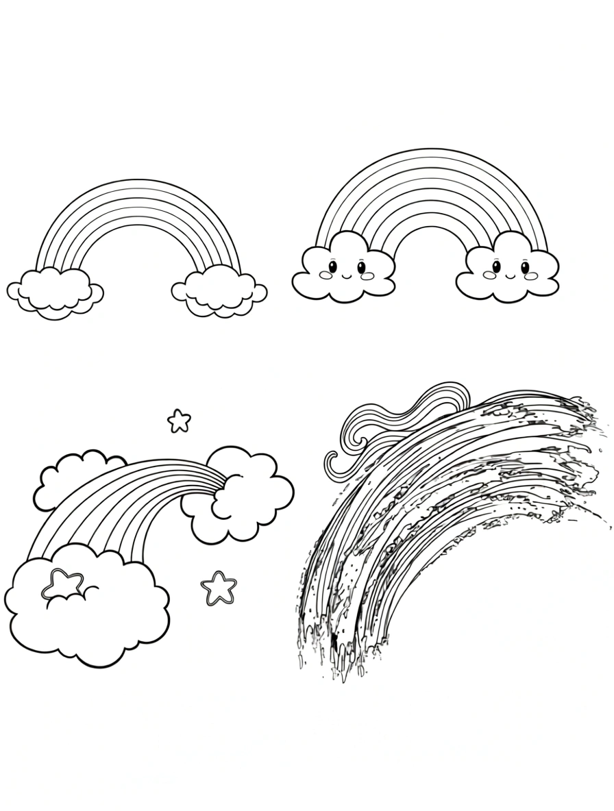 rainbow coloring page - cute coloring pages for kids