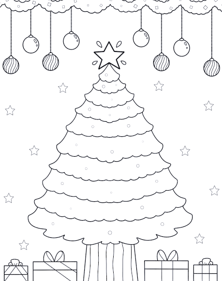 easy christmas coloring pages - coloring sheet