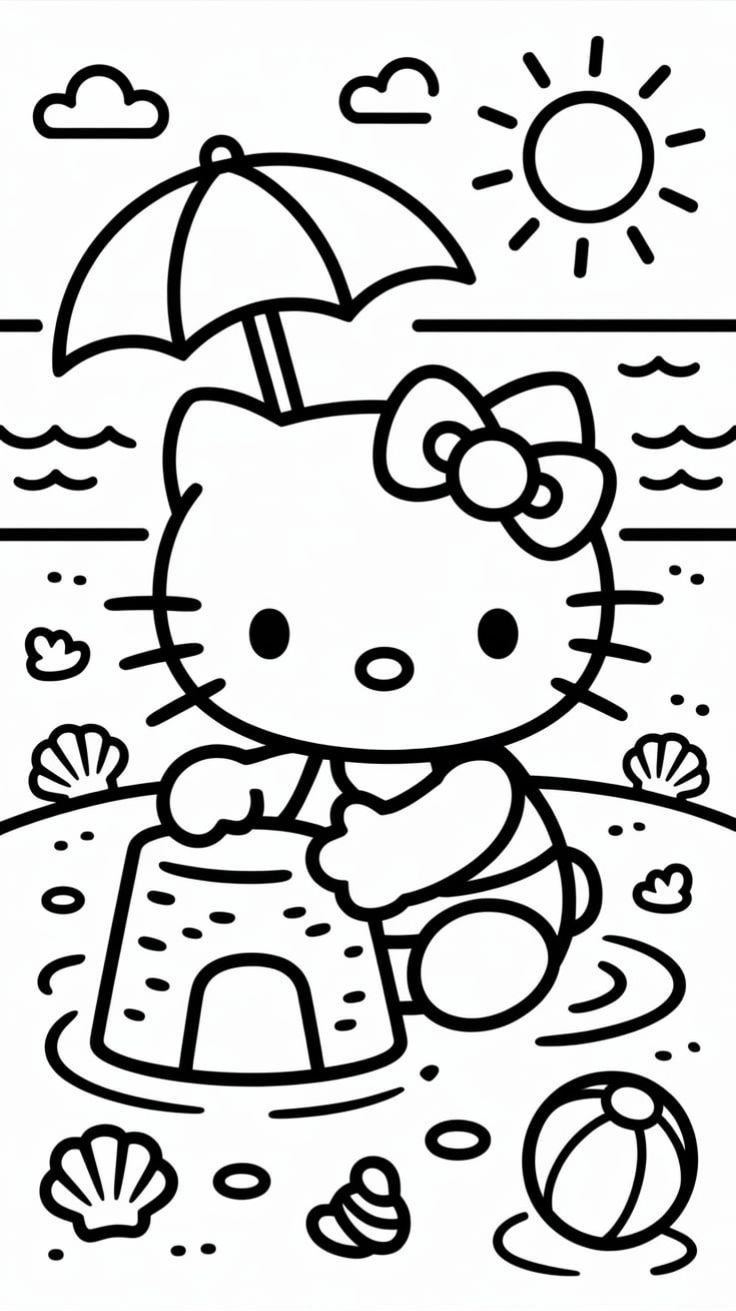 free hello kitty coloring pages - kids coloring pages